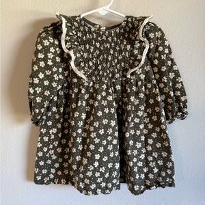 Zara Floral Smocked Dress with Ruffle and Lace Trim